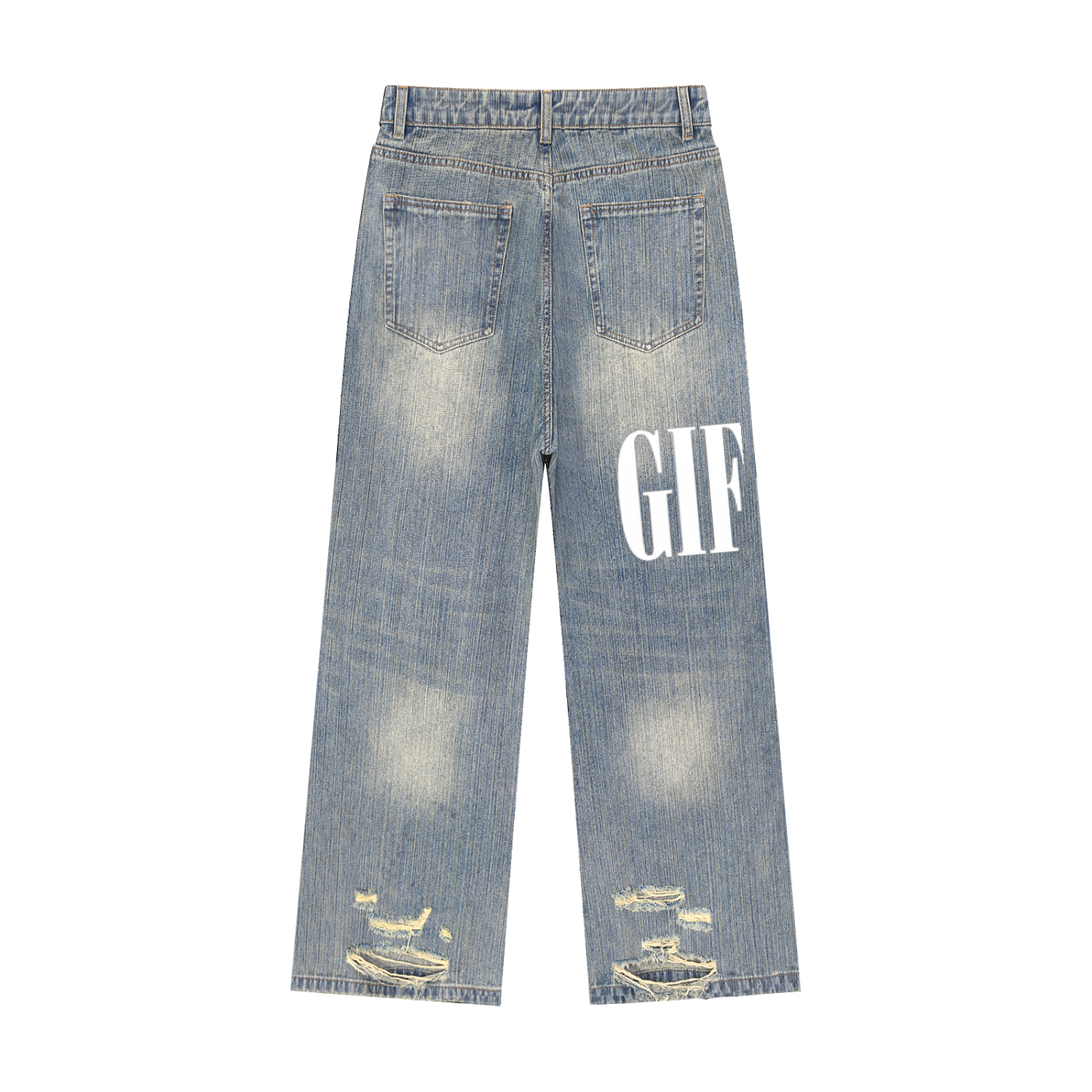 Vintage Wash Distressed Denim Jeans