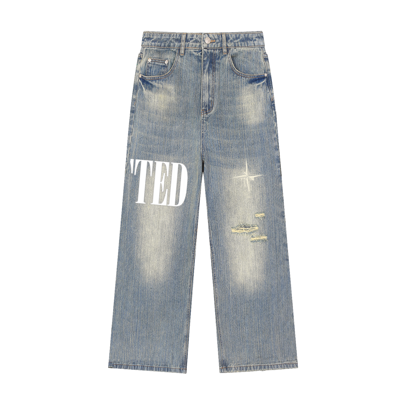 Vintage Wash Distressed Denim Jeans