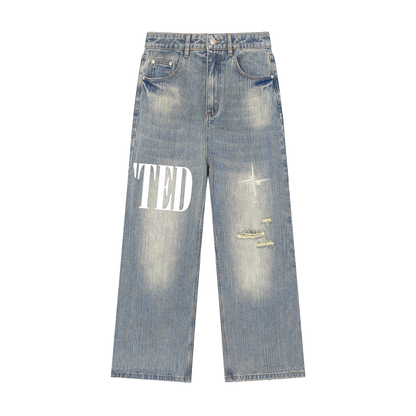Vintage Wash Distressed Denim Jeans